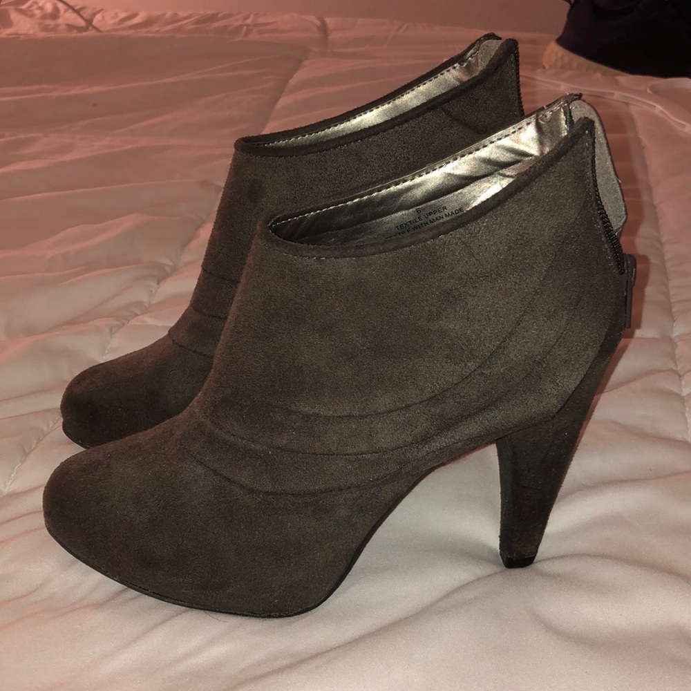 Grey suede booties